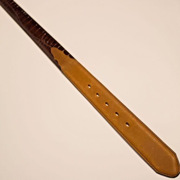 NWT Tony Lama USA Croc Embossed Brown Leather Western Belt Men Sz 36 (44"x1.5") - Picture 9 of 11